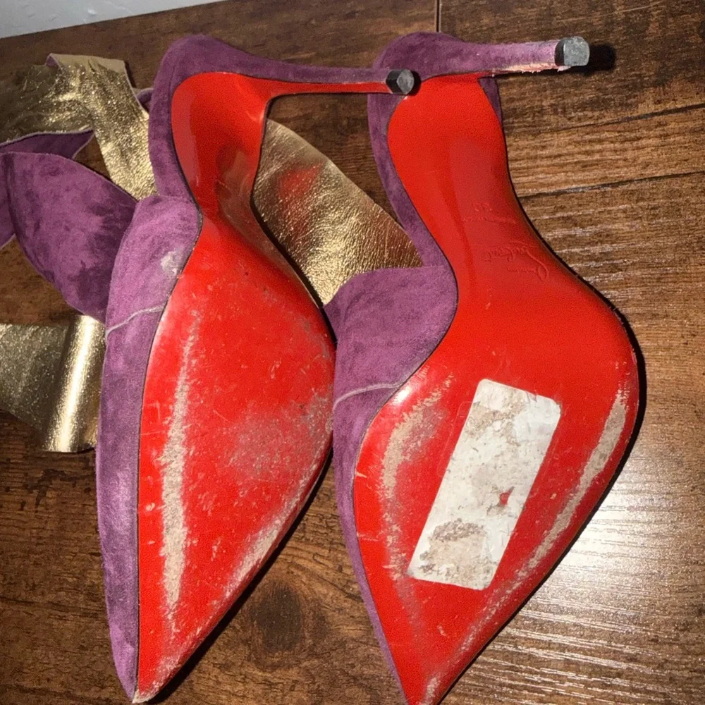 Christian Louboutin Purple Plum Suede Heels Pointed Toe Size 36 - Picture 3 of 8